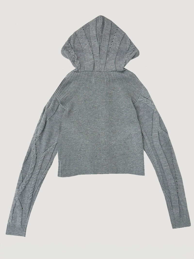 DOUBLE ZIP KNIT HOODIE