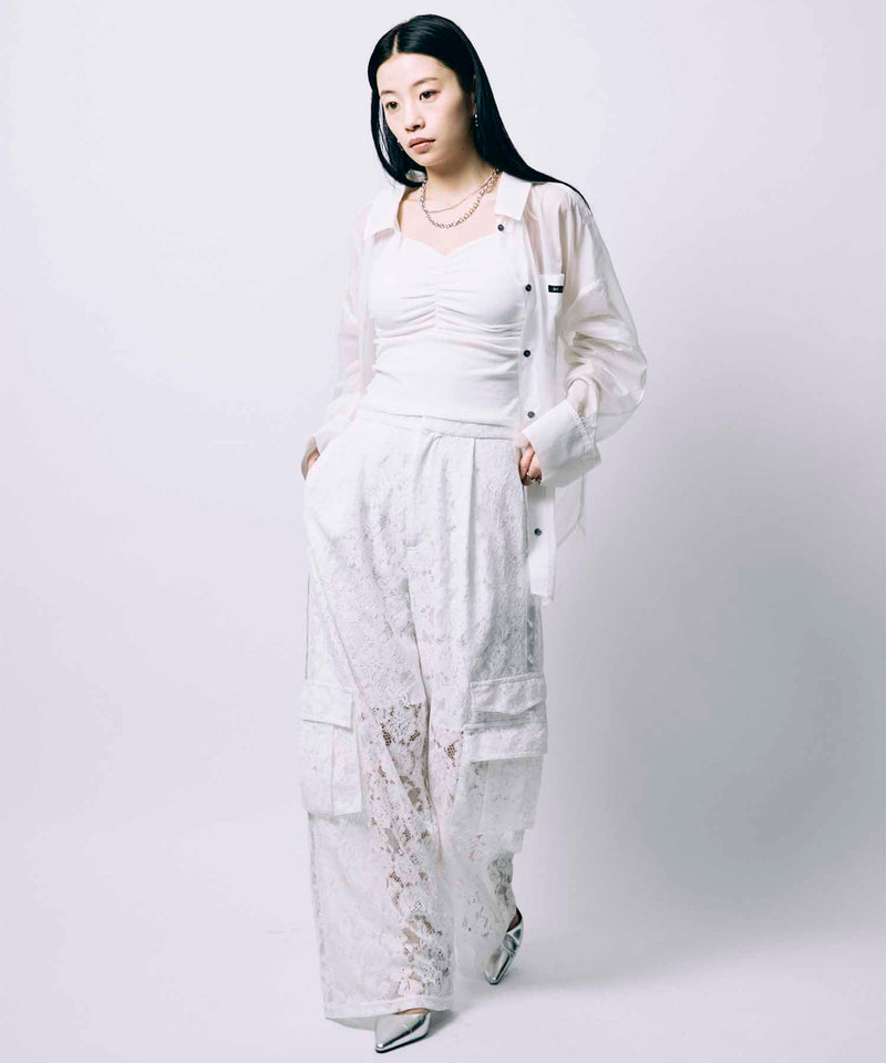 SHEER OVER SIZE SHIRT / WHITE