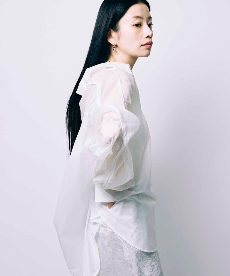 SHEER OVER SIZE SHIRT / WHITE