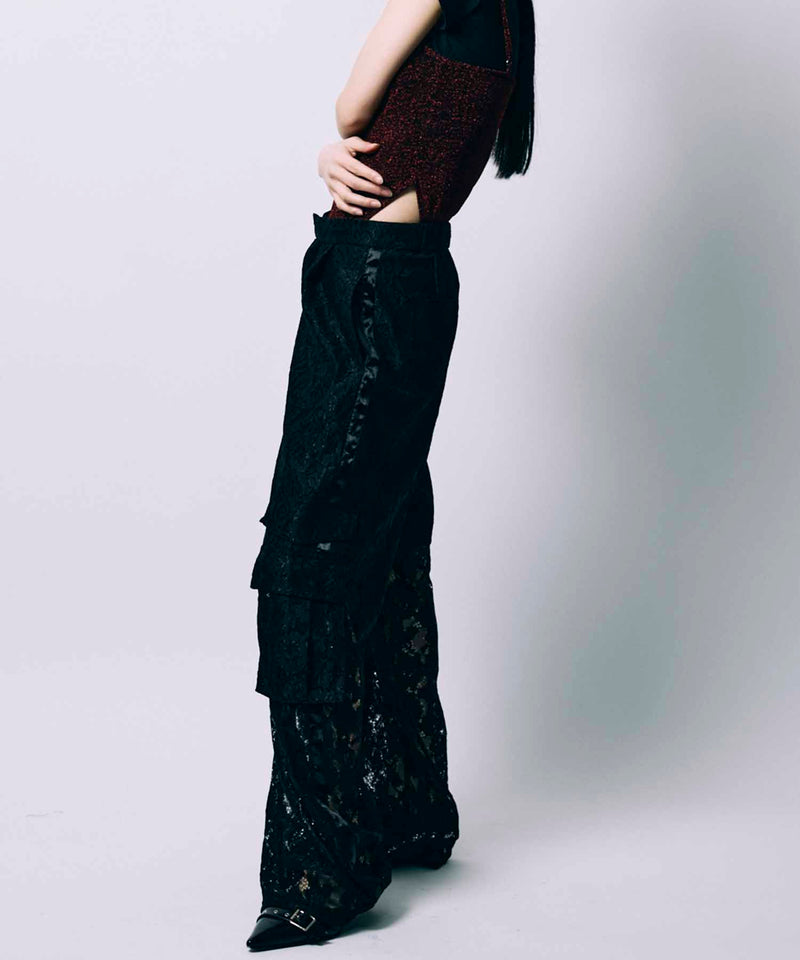 POCKET LACE PANTS /  BLACK