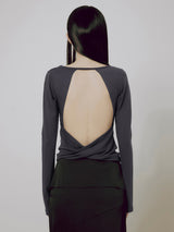 Backless Drape Long Sleeve