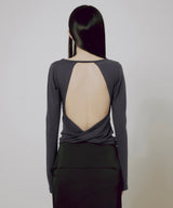 Backless Drape Long Sleeve