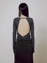 Backless Drape Long Sleeve