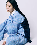 BACK SHEER STRIPE SHIRT / BLUE