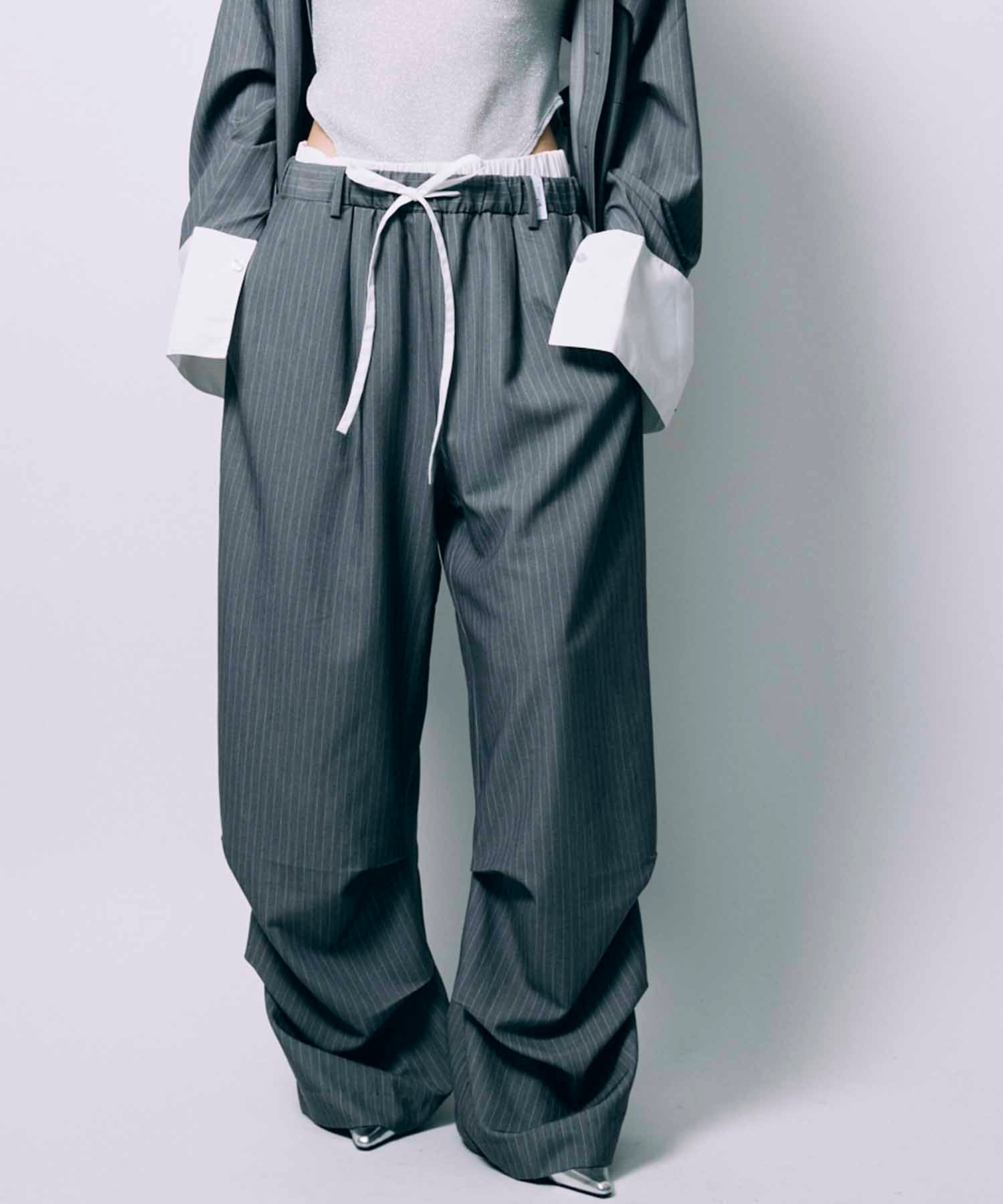高速配送 LAYERED TUCK PANTS / GRAY – led-tokyo│レッドトーキョー パンツ