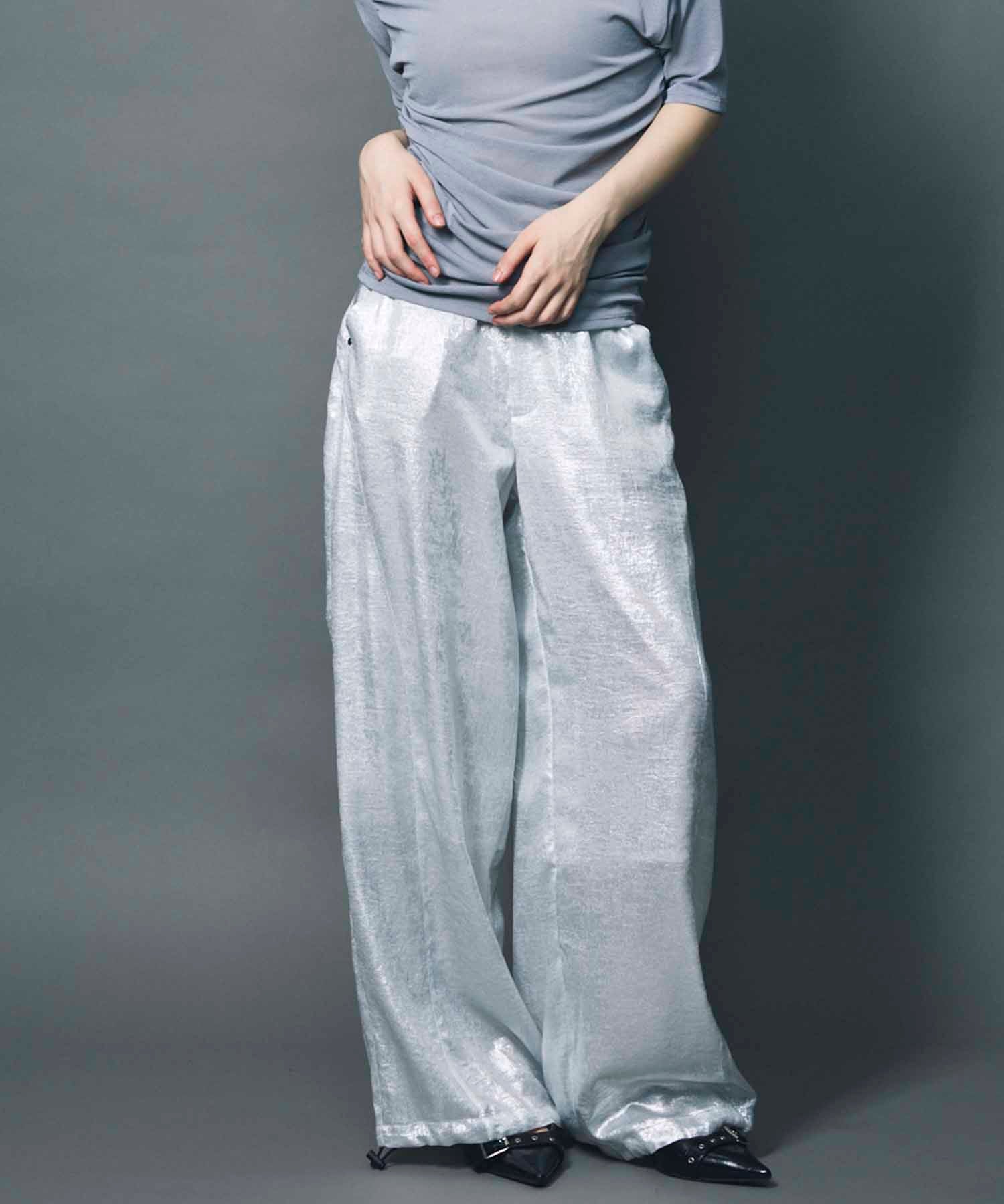 パンツ SHINY POCKET DETAIL JOGGERS Amazon.com: NewL Mens Shiny Silver Metallic Jogger
