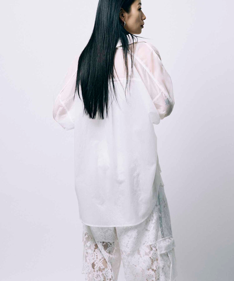 SHEER OVER SIZE SHIRT / WHITE