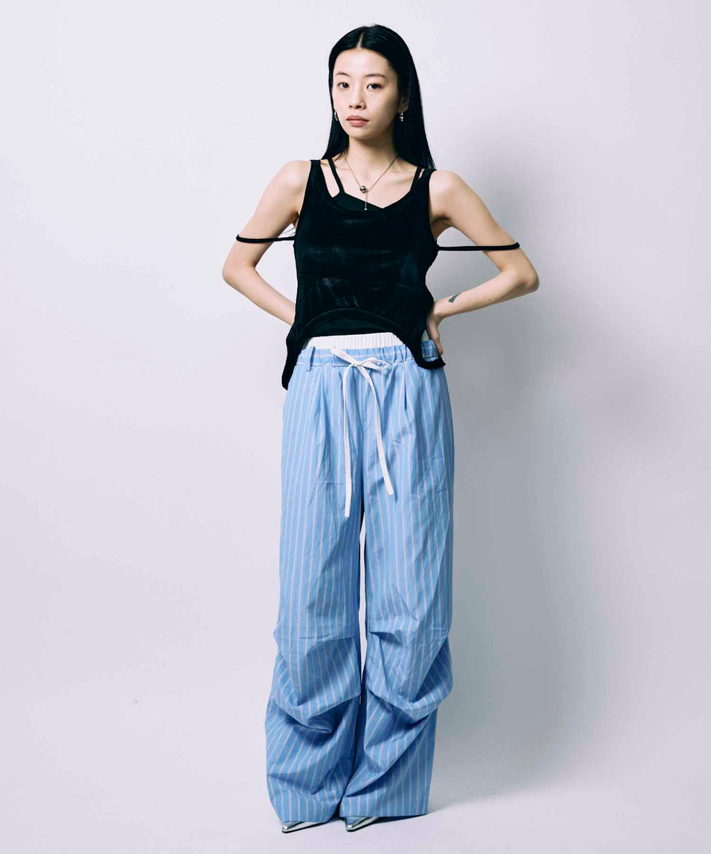 LAYERED TUCK PANTS / BLUE – led-tokyo│レッドトーキョー